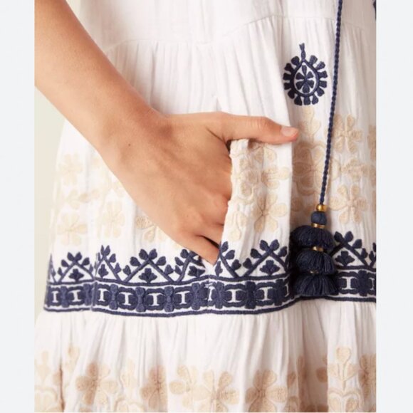 Figue Betty Embroidered Maxi Dress Cottagecore Boho Coastal - Picture 5 of 14